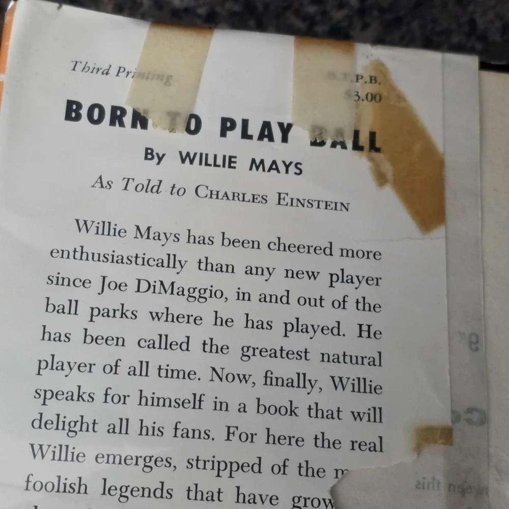 Willie Mays Born to Play Ball 1955 Hard Cover‎ With Dust Jacket 3rd Impression